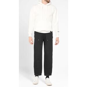 B8 NEW 032C Black Organic Cotton Straight Leg Paneled Track Pants Size L $385